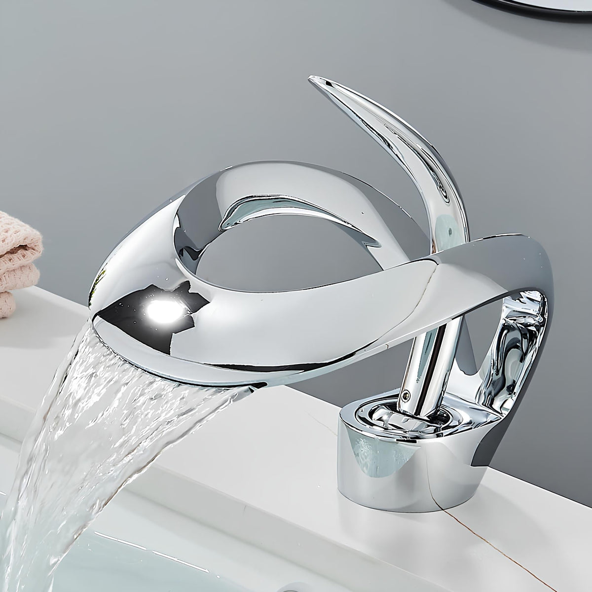 Robinet mitigeur cascade lavabo laiton massif