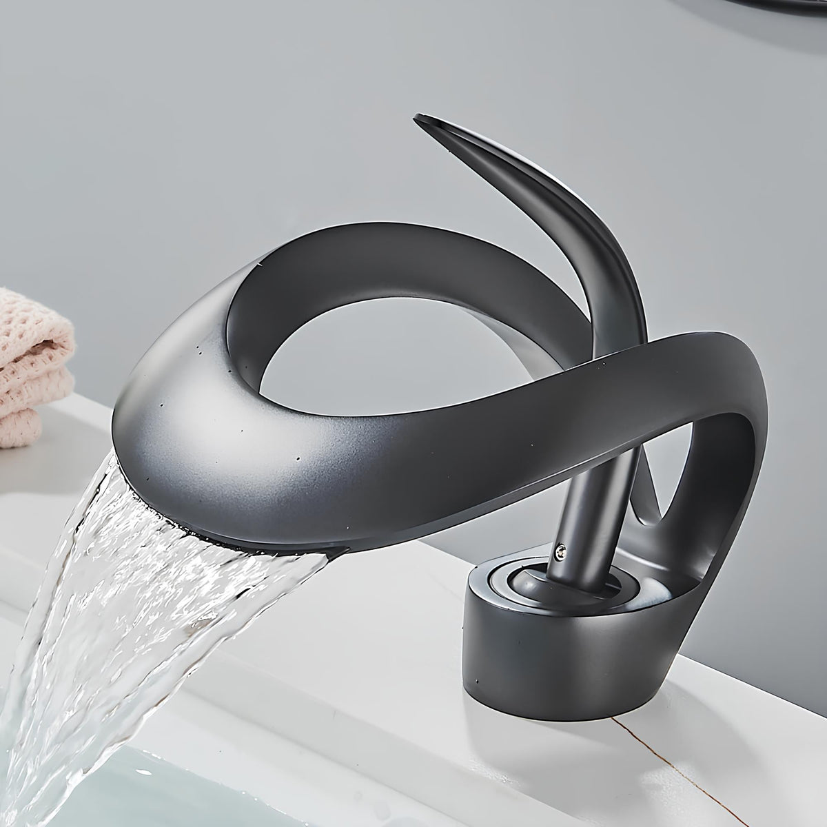 Robinet mitigeur cascade lavabo laiton massif