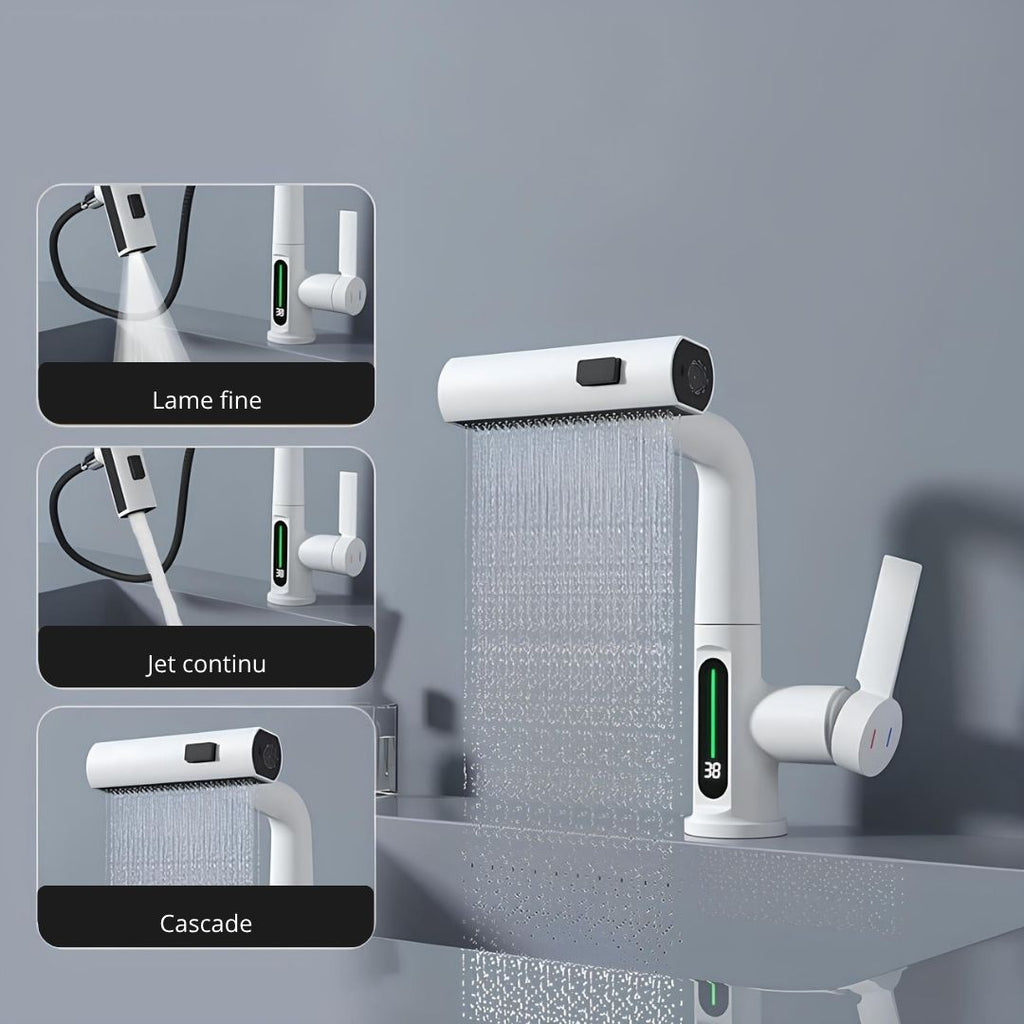 Robinet cascade numérique pour évier inox