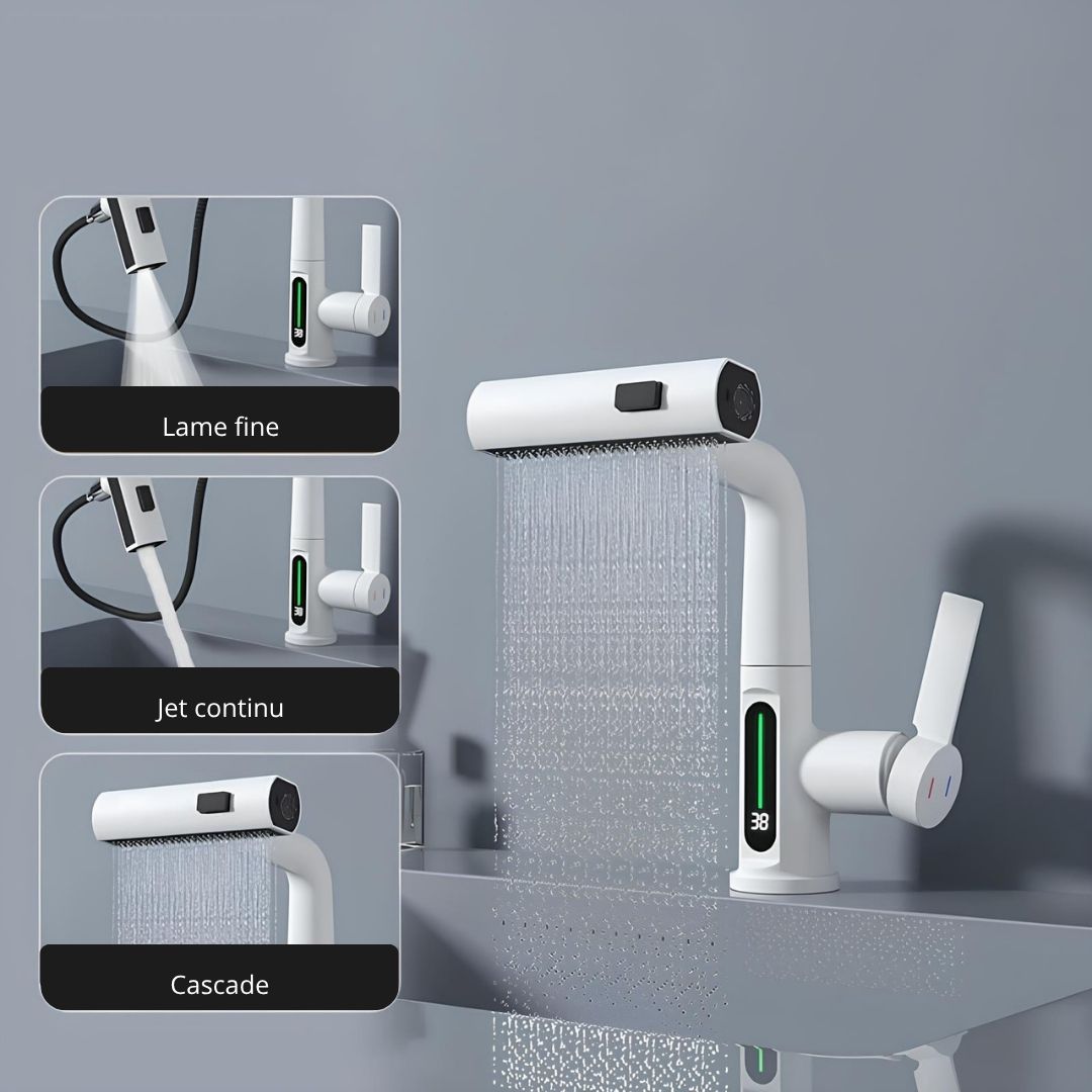 Robinet cascade numérique pour évier inox