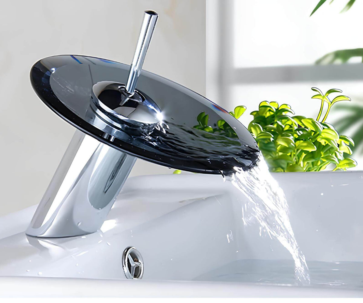 Robinet mitigeur cascade verre trempé