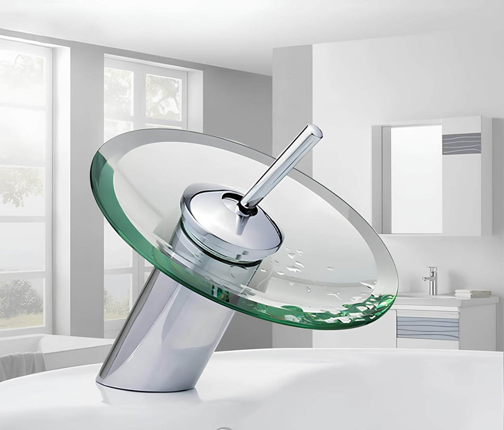 Robinet mitigeur cascade verre trempé