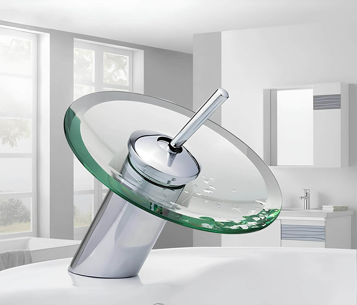 Robinet mitigeur cascade verre trempé