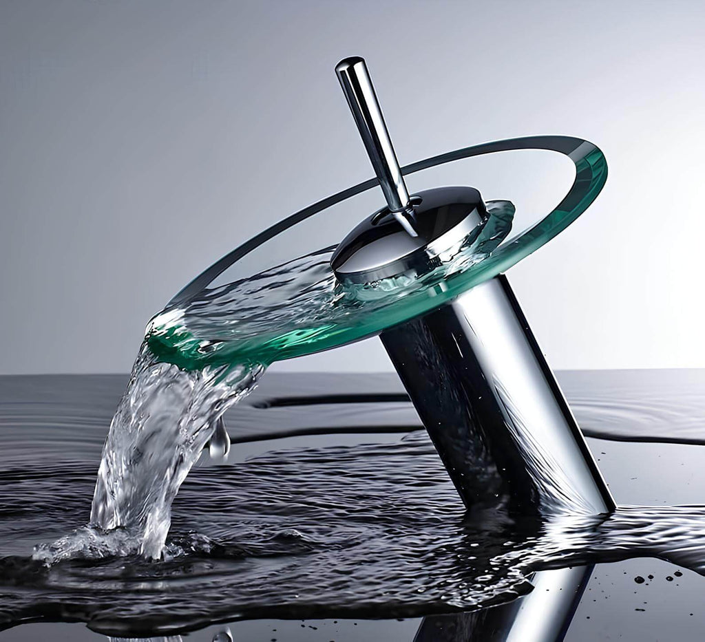 Robinet mitigeur cascade verre trempé