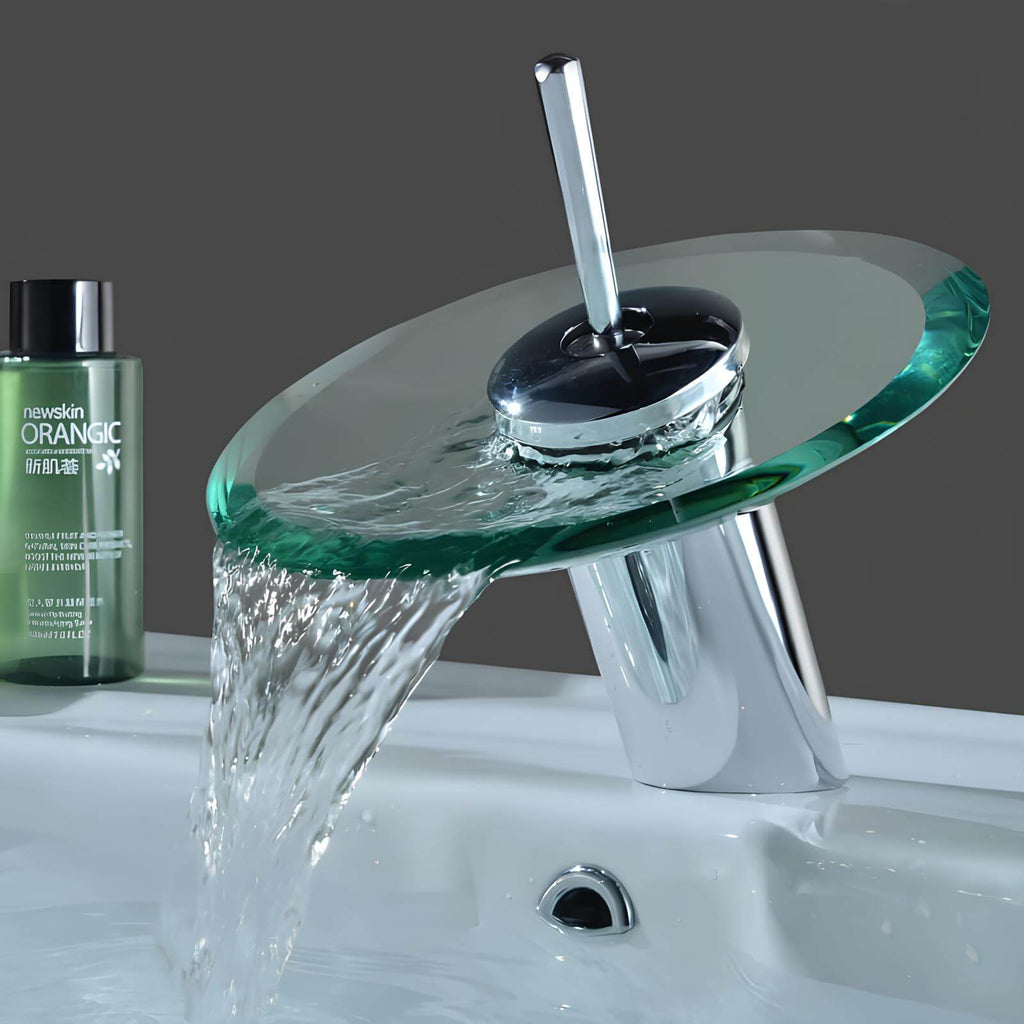 Robinet mitigeur cascade verre trempé