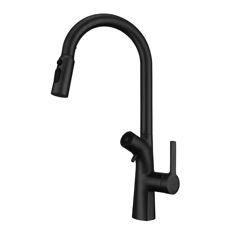 Robinet de cuisine or brossé avec écran digital de température