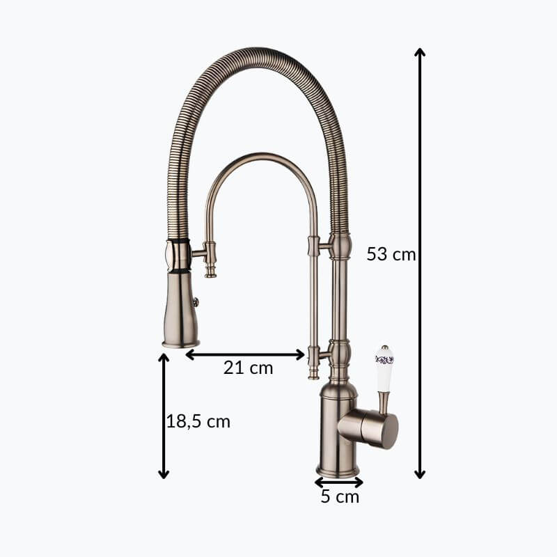 Robinet cuisine douchette extractible mitigeur laiton ressort flexible