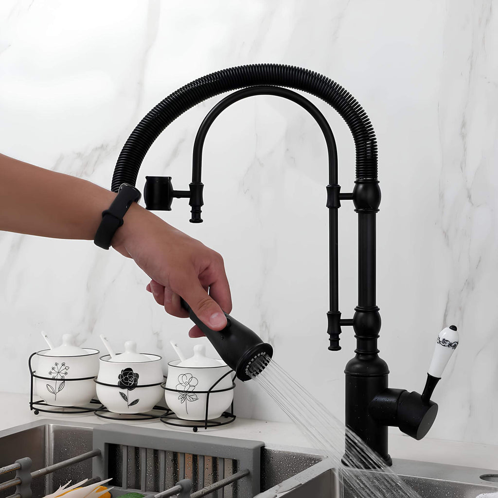 Robinet cuisine douchette extractible mitigeur laiton ressort flexible