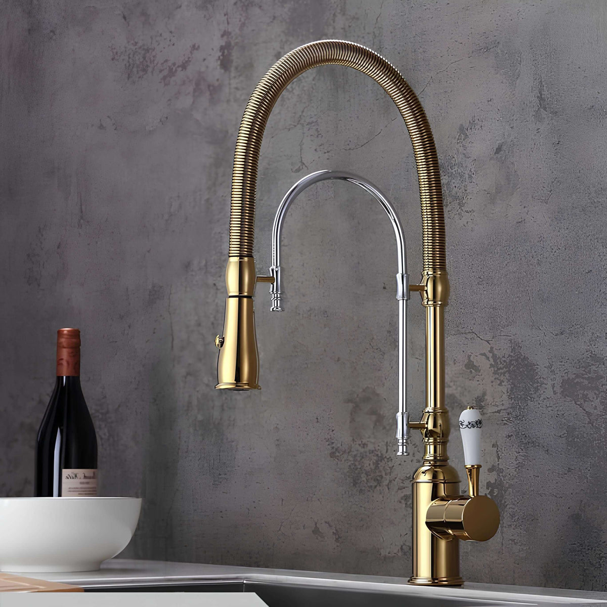 Robinet cuisine douchette extractible mitigeur laiton ressort flexible