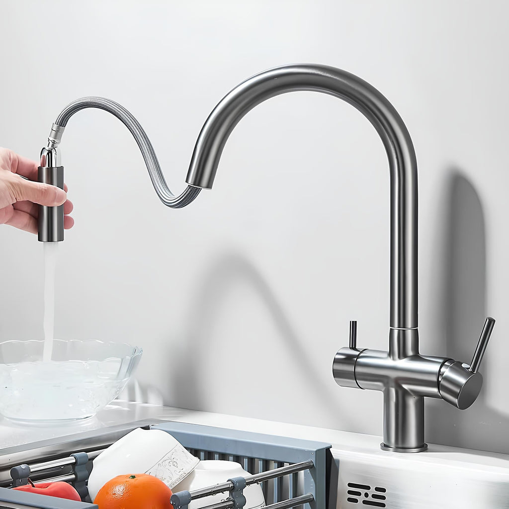 Robinet cuisine douchette rétractable rotation 360°