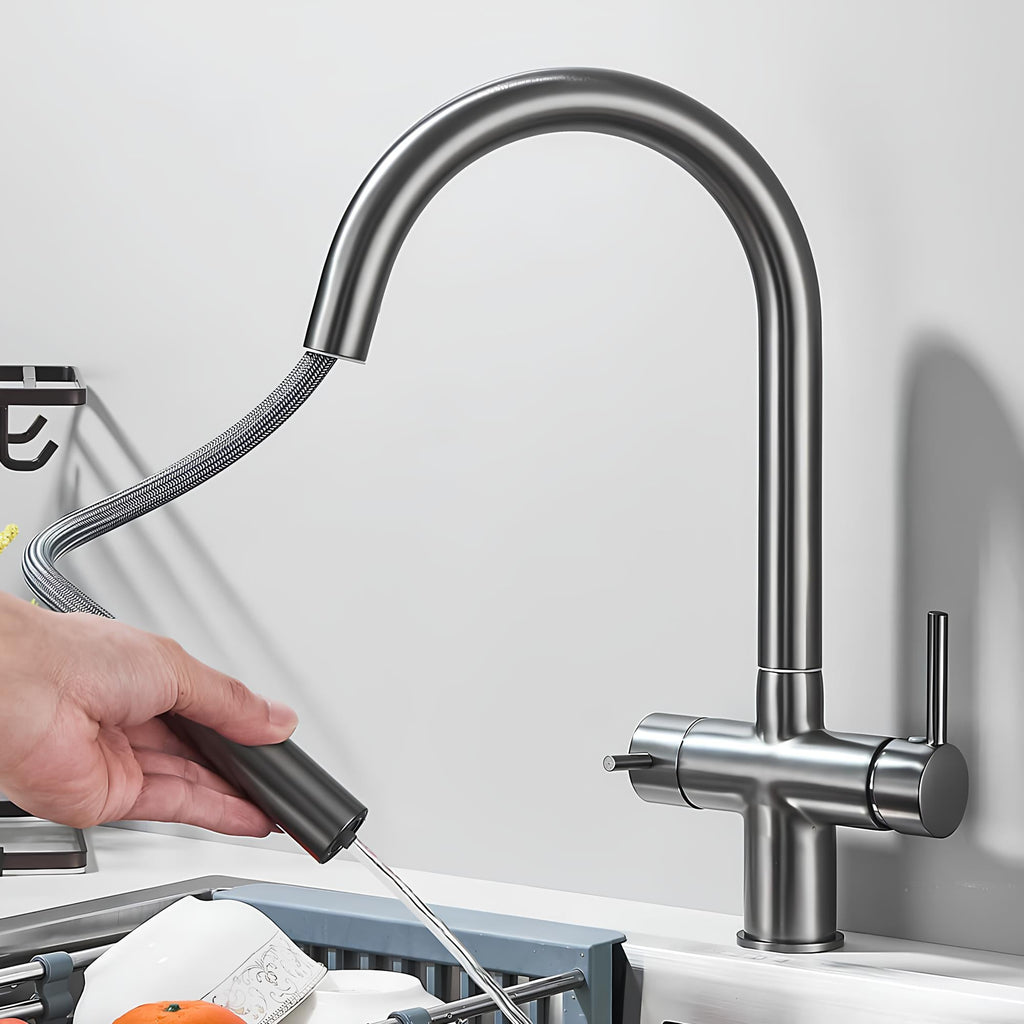 Robinet cuisine douchette rétractable rotation 360°