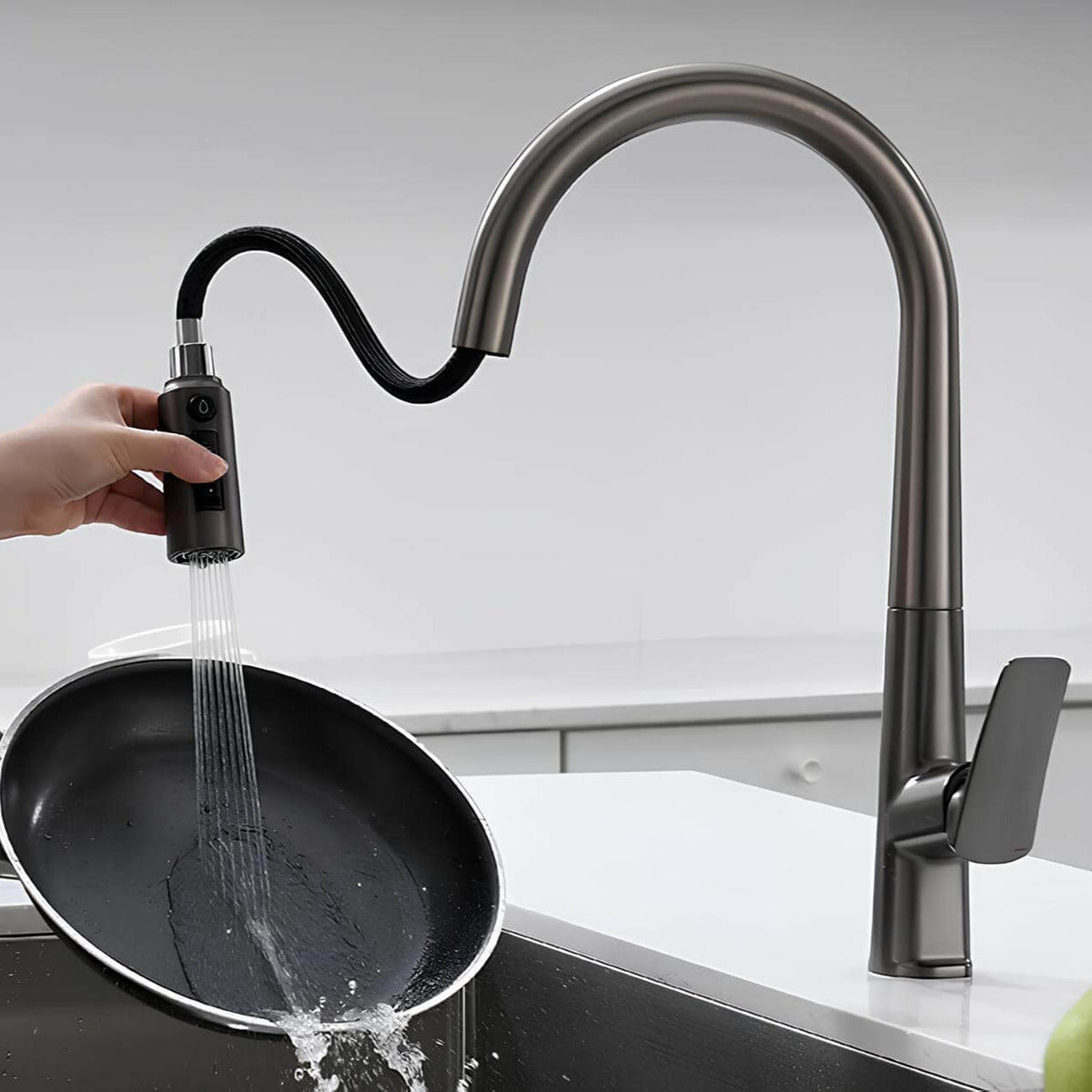 Robinet cuisine laiton avec douchette extractible et eau filtrée