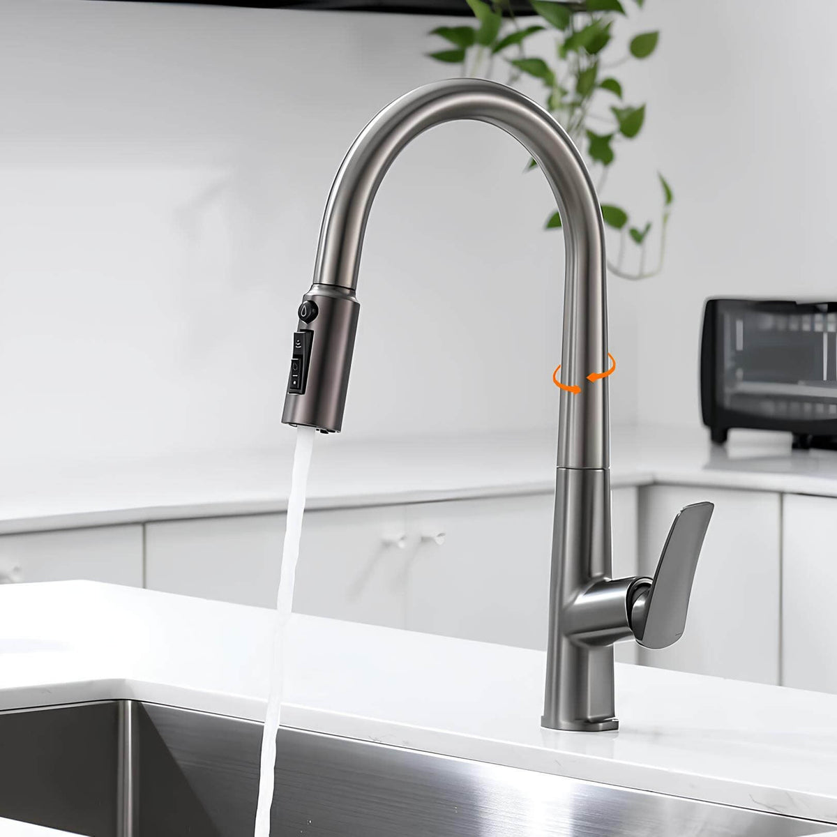 Robinet cuisine laiton avec douchette extractible et eau filtrée