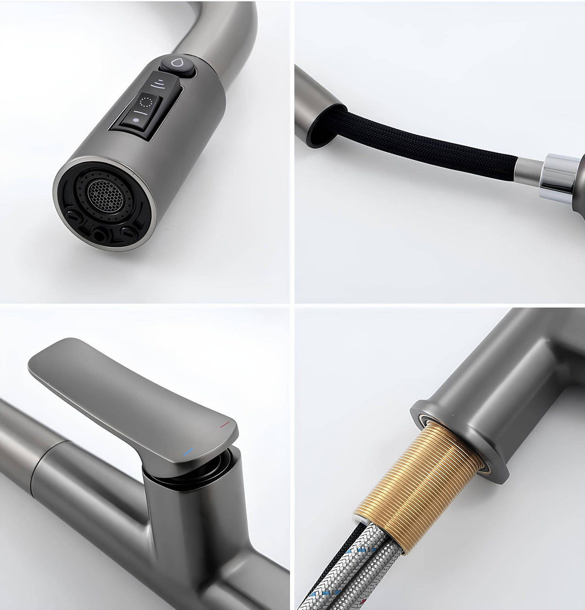 Robinet cuisine laiton avec douchette extractible et eau filtrée