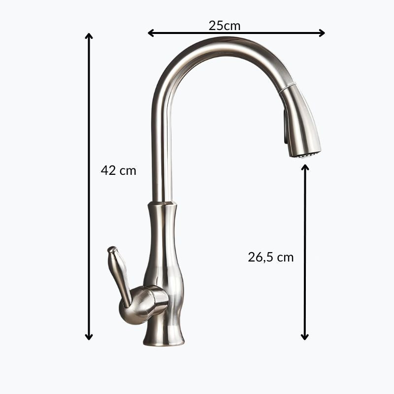 Robinet cuisine laiton douchette extractible col pivotant