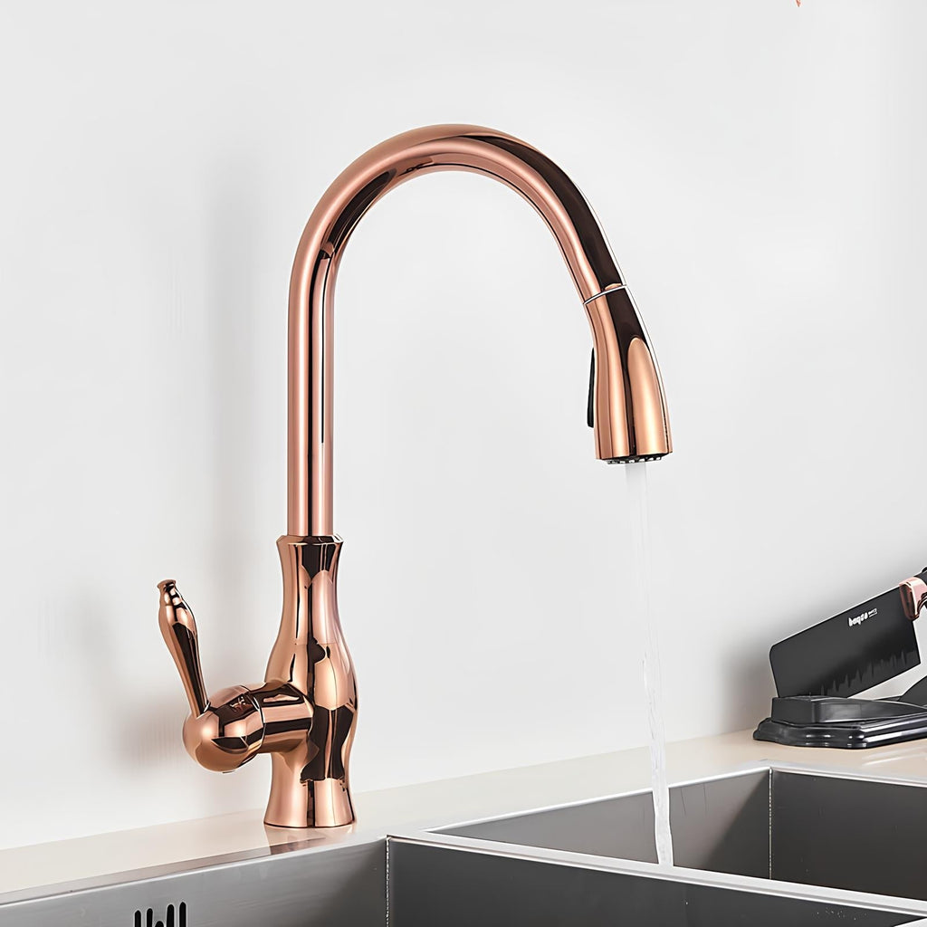 Robinet cuisine laiton douchette extractible col pivotant