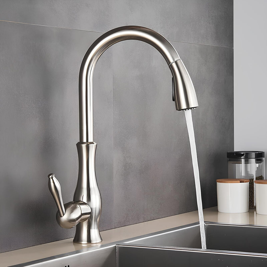 Robinet cuisine laiton douchette extractible col pivotant