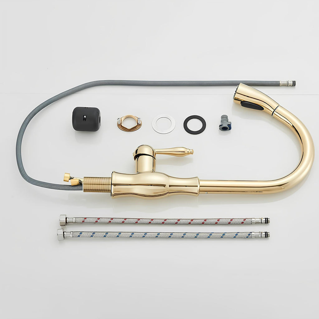 Robinet cuisine laiton douchette extractible col pivotant