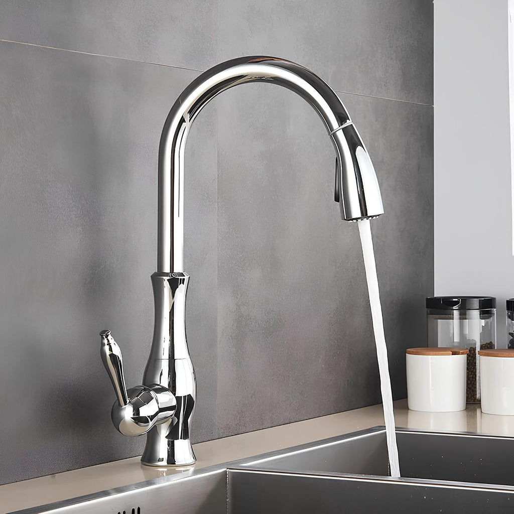 Robinet cuisine laiton douchette extractible col pivotant