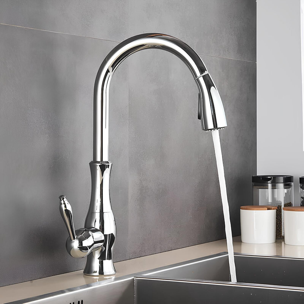 Robinet cuisine laiton douchette extractible col pivotant