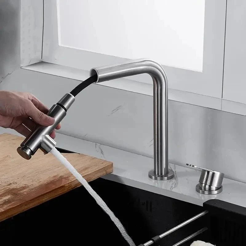 Robinet cuisine escamotable sous fenêtre douchette