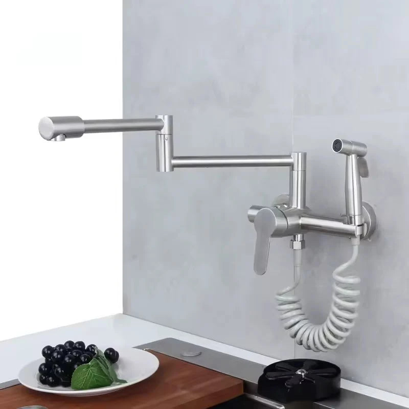 Robinet cuisine rabattable avec douchette