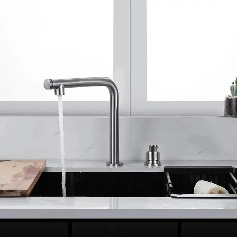 Robinet cuisine escamotable sous fenêtre douchette