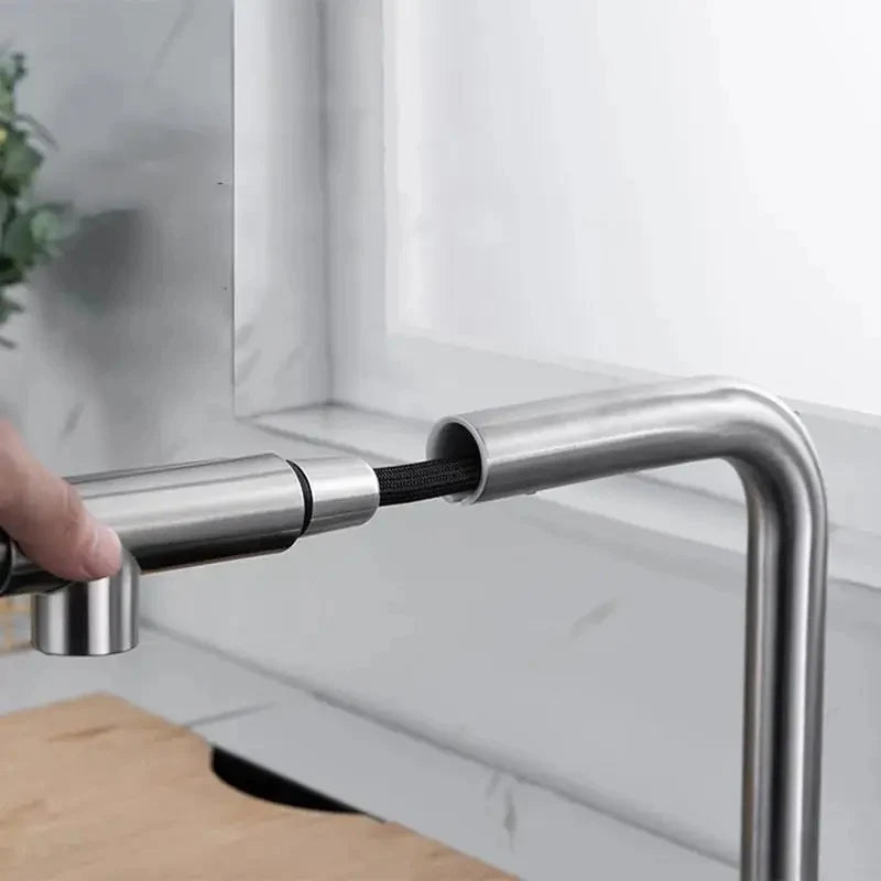 Robinet cuisine escamotable sous fenêtre douchette