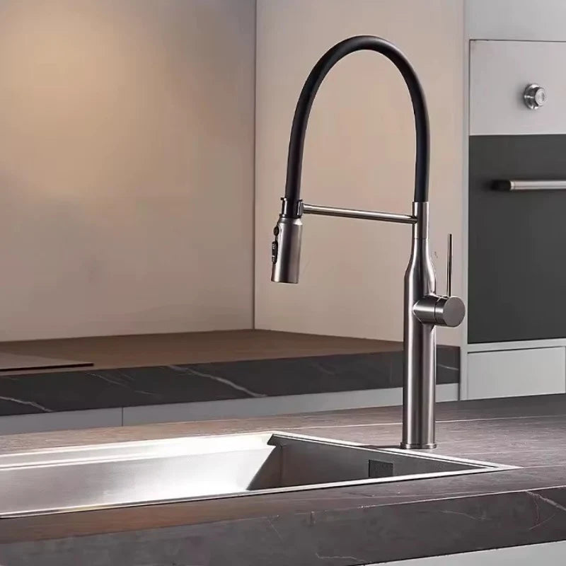 Robinet cuisine flexible noir mono-commande