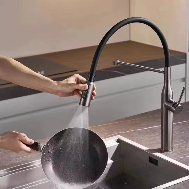 Robinet cuisine flexible noir mono-commande