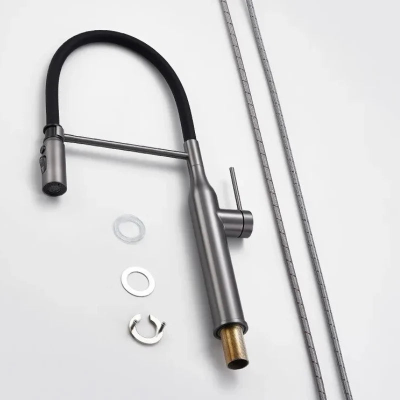 Robinet cuisine flexible noir mono-commande