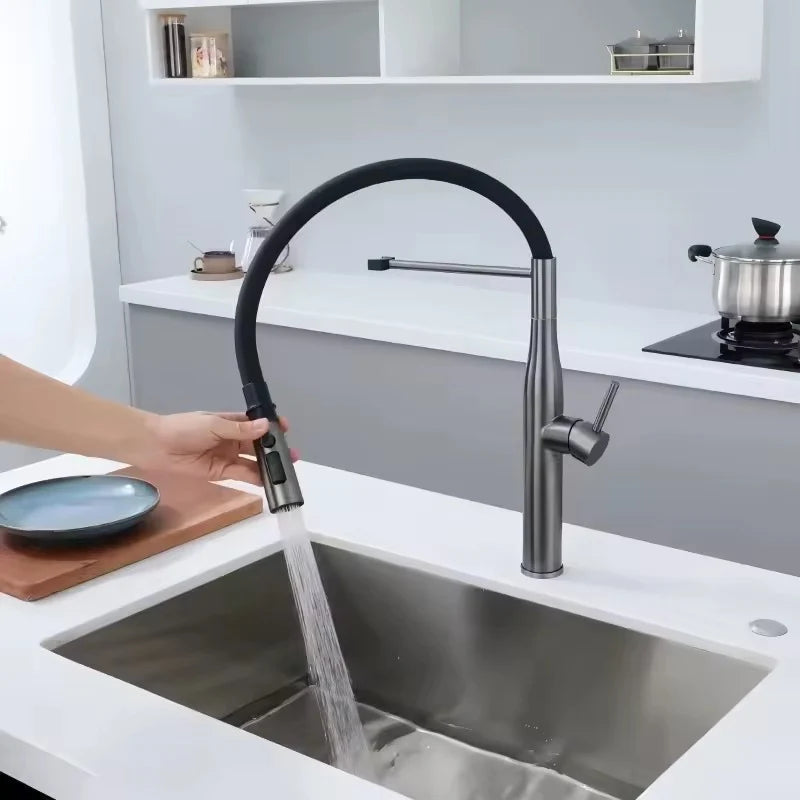 Robinet cuisine flexible noir mono-commande