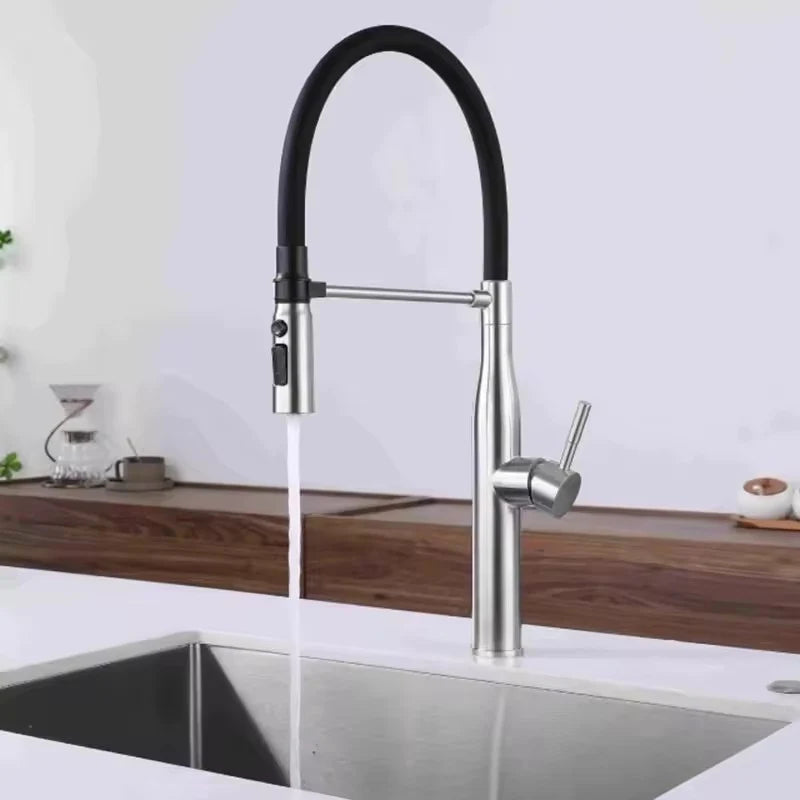 Robinet cuisine flexible noir mono-commande