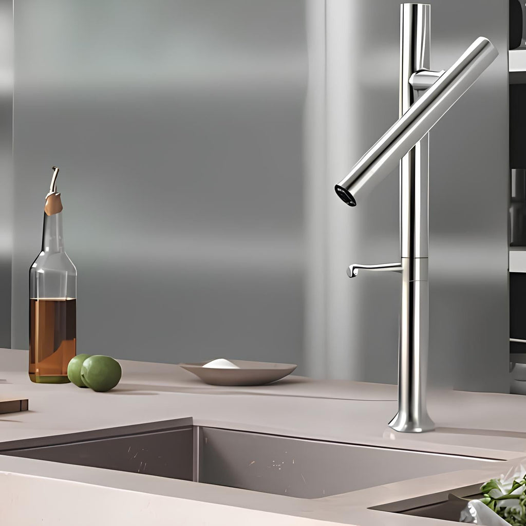 Robinet cuisine inox 304 rotatif 360° mitigeur brossé