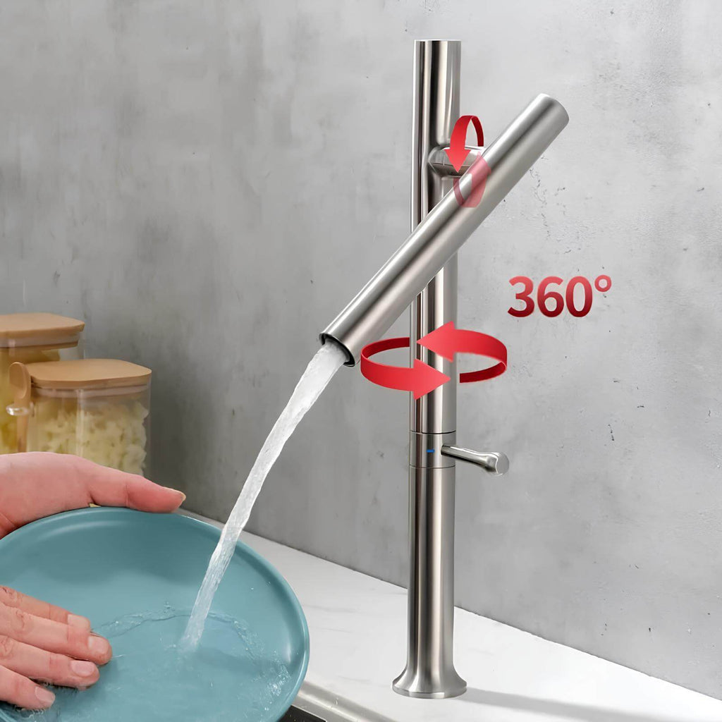 Robinet cuisine inox 304 rotatif 360° mitigeur brossé
