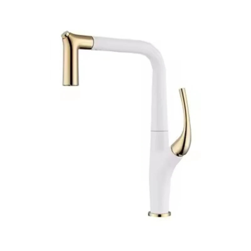 Robinet de cuisine champagne bec anguleux à douchette extractible