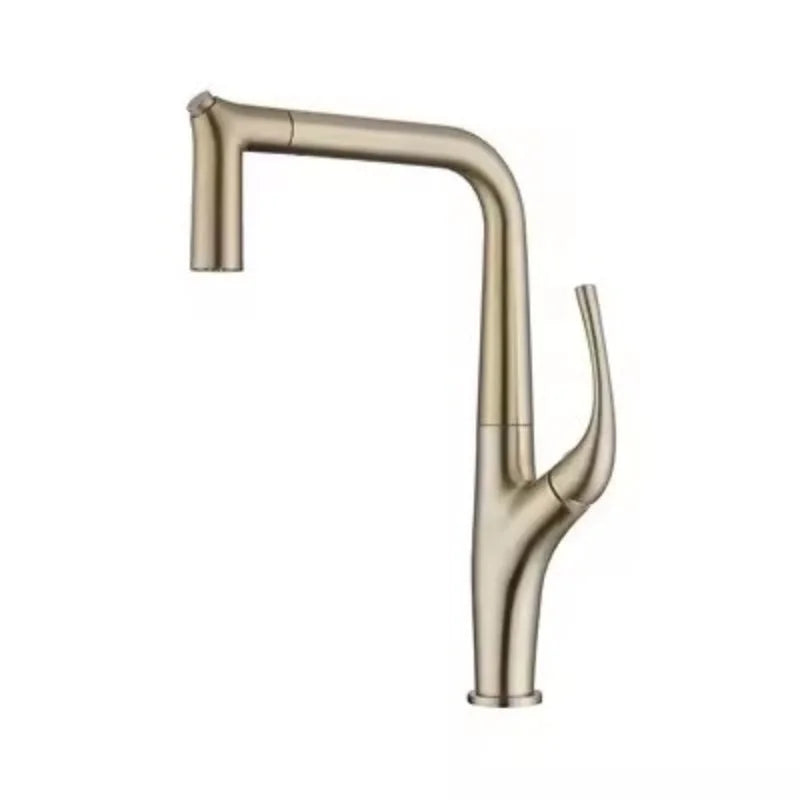 Robinet de cuisine champagne bec anguleux à douchette extractible