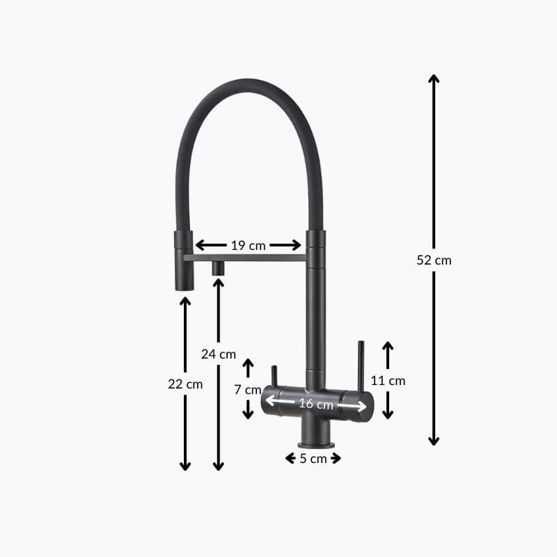 Robinet cuisine noir avec douchette et eau filtrée