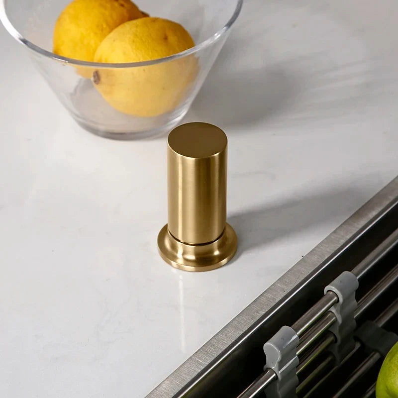 Robinet cuisine rabattable or champagne col arqué avec douchette