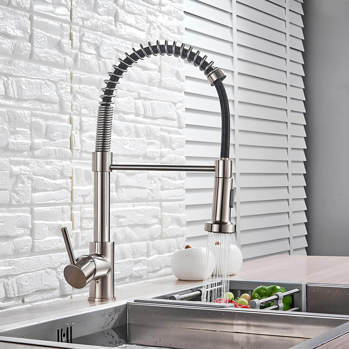 Robinet de cuisine avec douchette extractible et ressort