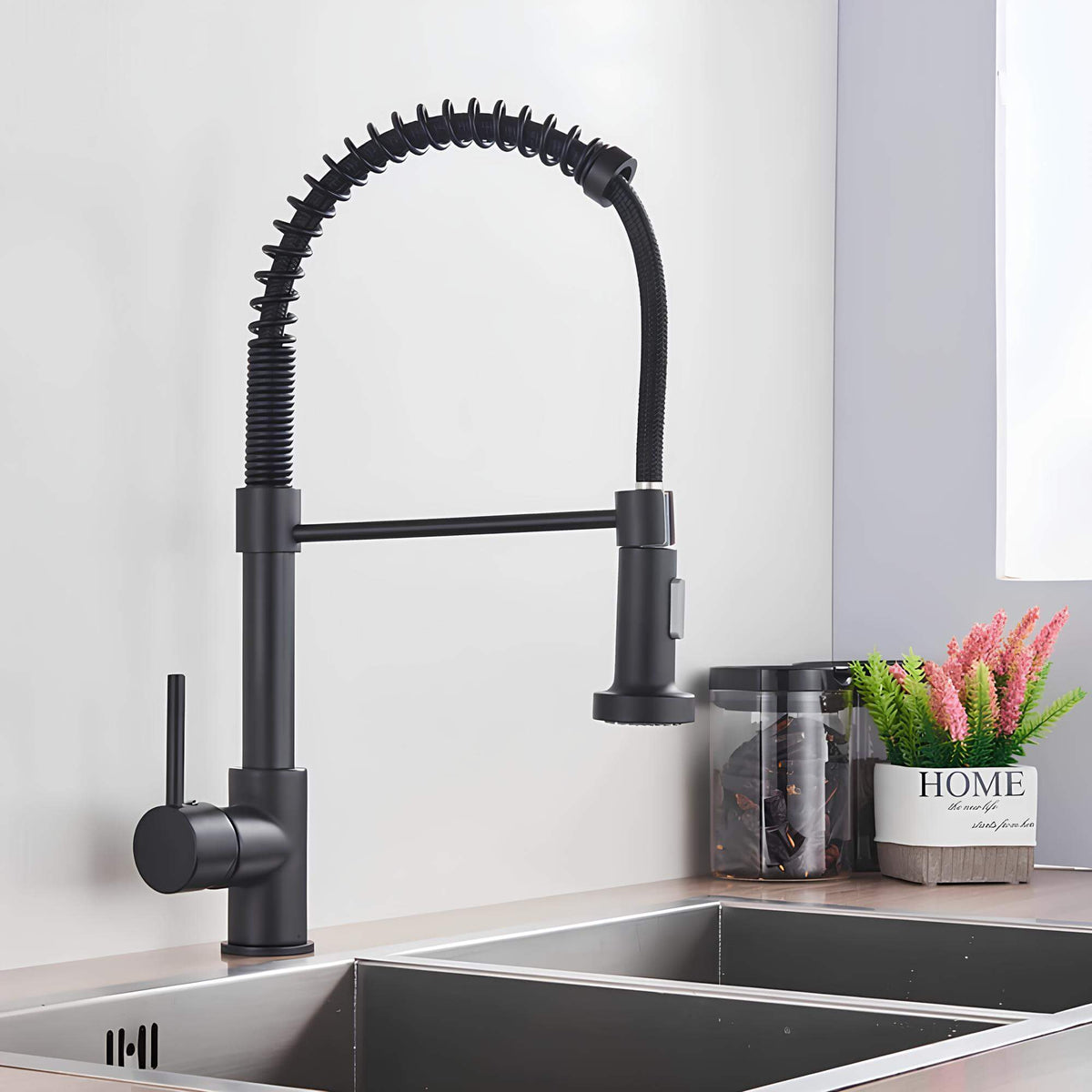 Robinet de cuisine avec douchette extractible et ressort