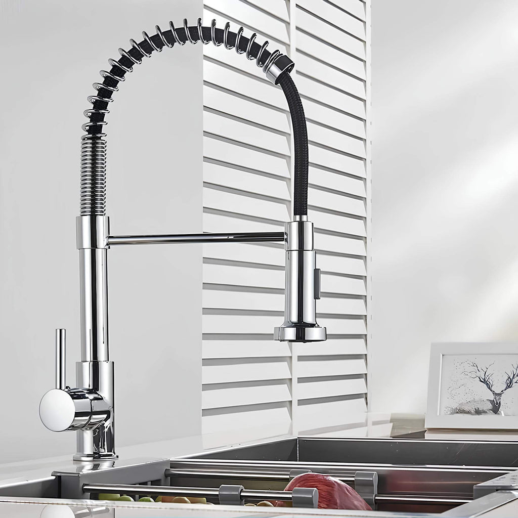 Robinet de cuisine avec douchette extractible et ressort