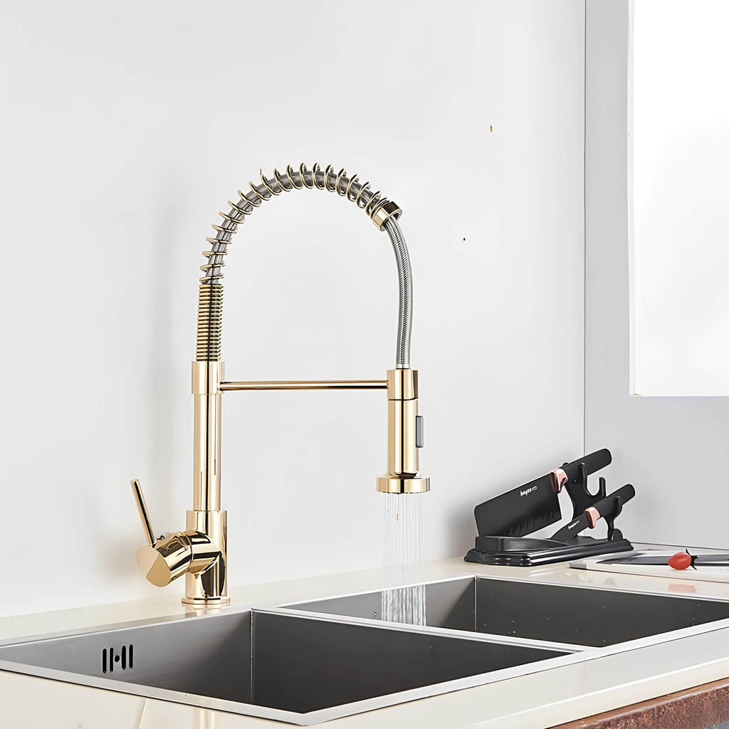 Robinet de cuisine avec douchette extractible et ressort