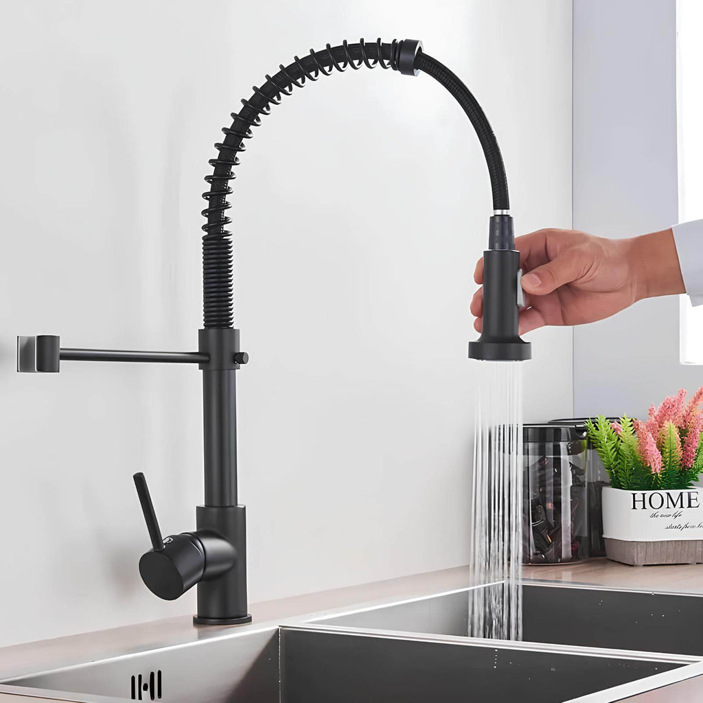 Robinet de cuisine avec douchette extractible et ressort