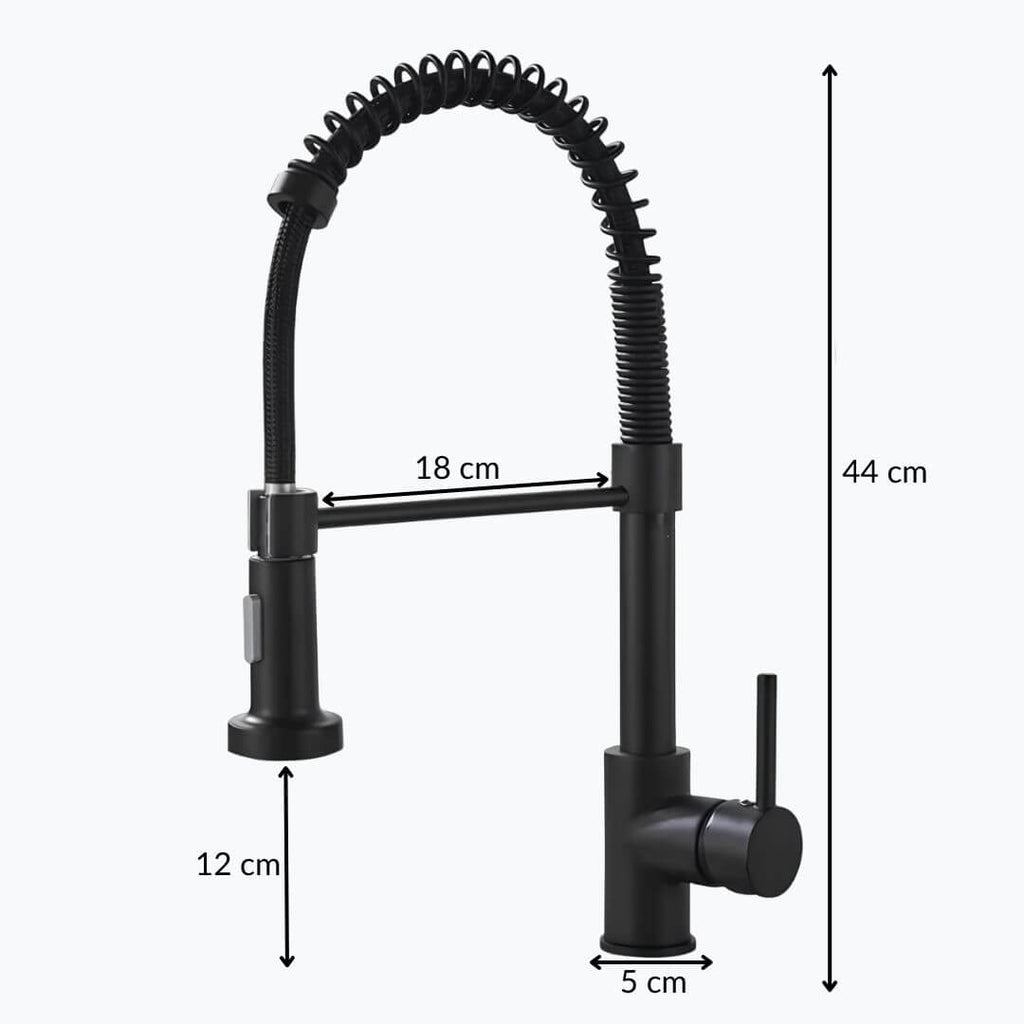 Robinet de cuisine avec douchette extractible et ressort