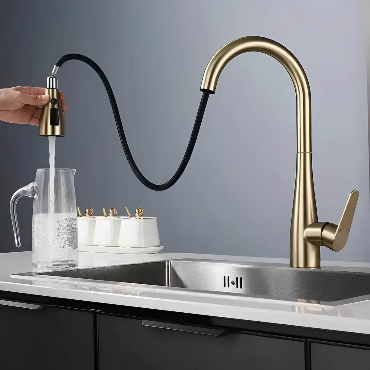 Robinet de cuisine extractible 360° avec douchette