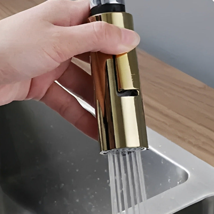 Robinet de cuisine extractible bec haut deux jets