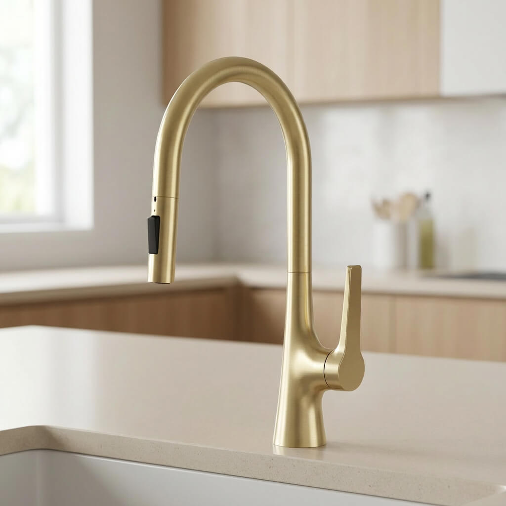 Robinet de cuisine extractible deux jets rotatif