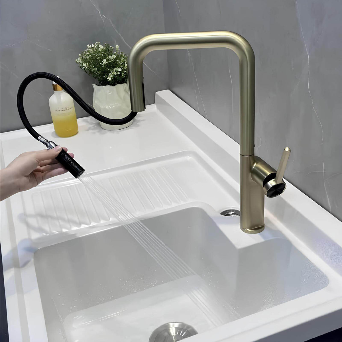 Robinet de cuisine laiton bec extractible rotatif
