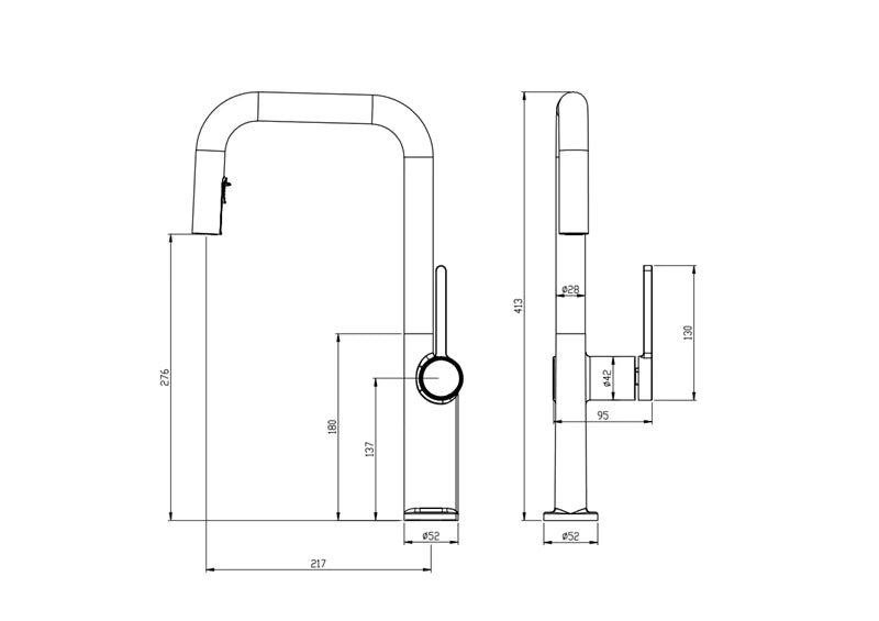 Robinet de cuisine laiton bec extractible rotatif